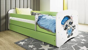 Łóżko babydreams zielone szop z szufladą materac 160/80 цена и информация | Детские кровати | pigu.lt