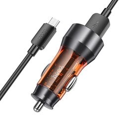 HOCO car charger 2 x USB QC 18W + cable USB to Micro NZ12 transparent orange kaina ir informacija | Auto reikmenys | pigu.lt