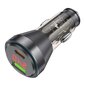 HOCO car charger USB QC 18W + Type C 30W with digital display PD48W NZ12B transparent black цена и информация | Auto reikmenys | pigu.lt