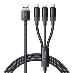 3in1 USB to USB-C | Lightning | Micro USB Cable, Mcdodo CA-5790, 3.5A, 1.2m (black) цена и информация | Кабели для телефонов | pigu.lt