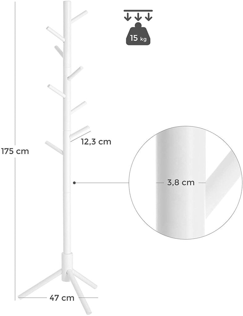 Drabužių kabykla, balta kaina ir informacija | Drabužių kabyklos | pigu.lt