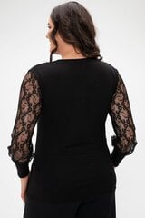 Элегантная черная блузка с необычными рукавами F708-44 цена и информация | Женские блузки, рубашки | pigu.lt
