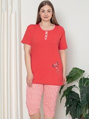 Необычный атласный комплект, красный сатин цена и информация | Женские пижамы, ночнушки | pigu.lt