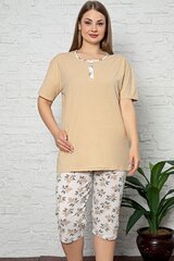 Бежевая пижама-двойка для полненьких P1068-48/50 цена и информация | Женские пижамы, ночнушки | pigu.lt