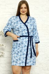 Синий халат с цветочным принтом, карманами и ремнем. P1030-48/50 цена и информация | Женские халаты | pigu.lt