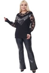 Элегантная черная блузка с кружевом F4065-44/46 цена и информация | Женские блузки, рубашки | pigu.lt