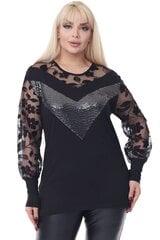 Элегантная черная блузка с кружевом F4065-44/46 цена и информация | Женские блузки, рубашки | pigu.lt