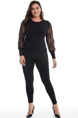 Элегантная черная блузка с необычными рукавами F1829-46 цена и информация | Женские блузки, рубашки | pigu.lt