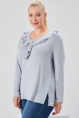 Светло-серая блузка с драпированным воротником O193-PI-44 цена и информация | Женские блузки, рубашки | pigu.lt