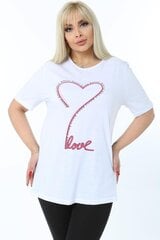 Marškinėliai moterims R141, balti kaina ir informacija | Marškinėliai moterims | pigu.lt