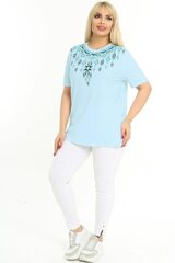 Женская синяя футболка из натурального хлопка. R146-ZY-46 цена и информация | Женские блузки, рубашки | pigu.lt