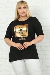 Черная футболка из вискозы с блестящей аппликацией S967-JU-44 цена и информация | Женские блузки, рубашки | pigu.lt