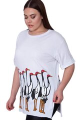 Белая хлопковая футболка с рисунком C752-BA-44 цена и информация | Женские блузки, рубашки | pigu.lt