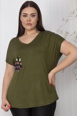Рубашка цвета хаки с цветочным карманом C753-HA-46 цена и информация | Женские блузки, рубашки | pigu.lt