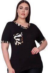 Женская черная футболка с карманом C747-44 цена и информация | Женские блузки, рубашки | pigu.lt