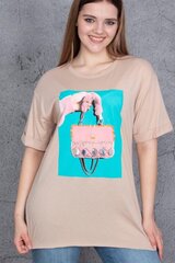Marškinėliai moterims C764-SM-44, smėlio spalvos kaina ir informacija | Palaidinės, marškiniai moterims | pigu.lt