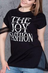 Модная черная футболка с надписями. C758-JU-46 цена и информация | Женские блузки, рубашки | pigu.lt