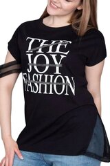 Модная черная футболка с надписями. C758-JU-46 цена и информация | Женские блузки, рубашки | pigu.lt