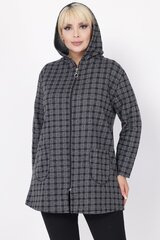 Клетчатый пуловер с капюшоном F4058-42 цена и информация | Женские толстовки | pigu.lt