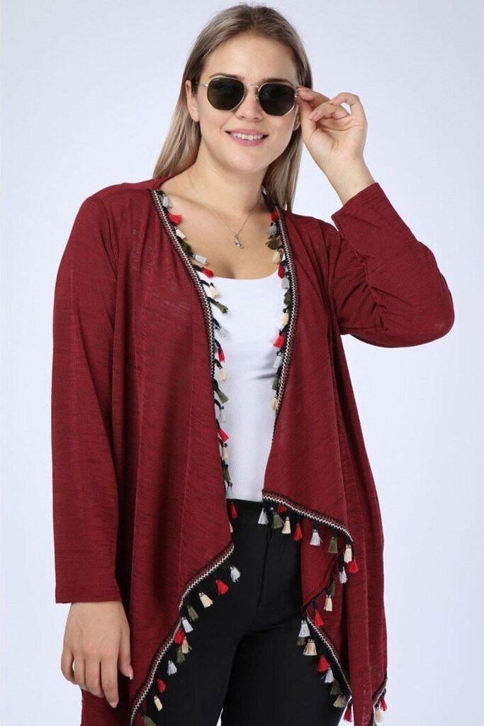 Kardiganas moterims Z423, raudonas цена и информация | Megztiniai moterims | pigu.lt