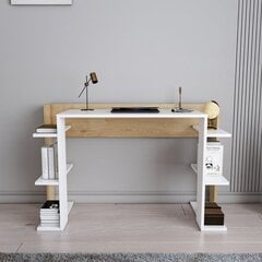 Stalas Asir, 122,7x77x45 cm, baltas/rudas kaina ir informacija | Kompiuteriniai, rašomieji stalai | pigu.lt