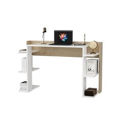 Stalas Asir, 122,7x77x45 cm, baltas/rudas kaina ir informacija | Kompiuteriniai, rašomieji stalai | pigu.lt