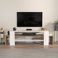 TV staliukas Asir, 150x45x35 cm, baltas/rudas kaina ir informacija | TV staliukai | pigu.lt