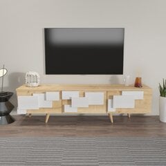 TV staliukas Asir, 160x45x35 cm, rudas/baltas kaina ir informacija | TV staliukai | pigu.lt