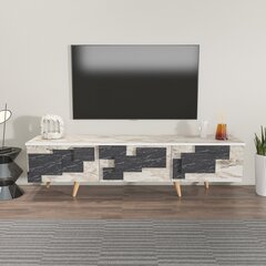 TV staliukas Asir, 160x45x35 cm, juodas/baltas kaina ir informacija | TV staliukai | pigu.lt