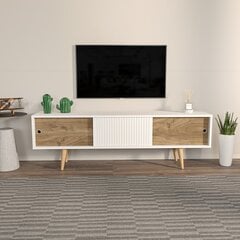 TV staliukas Asir, 160x45x34,5 cm, baltas/rudas kaina ir informacija | TV staliukai | pigu.lt