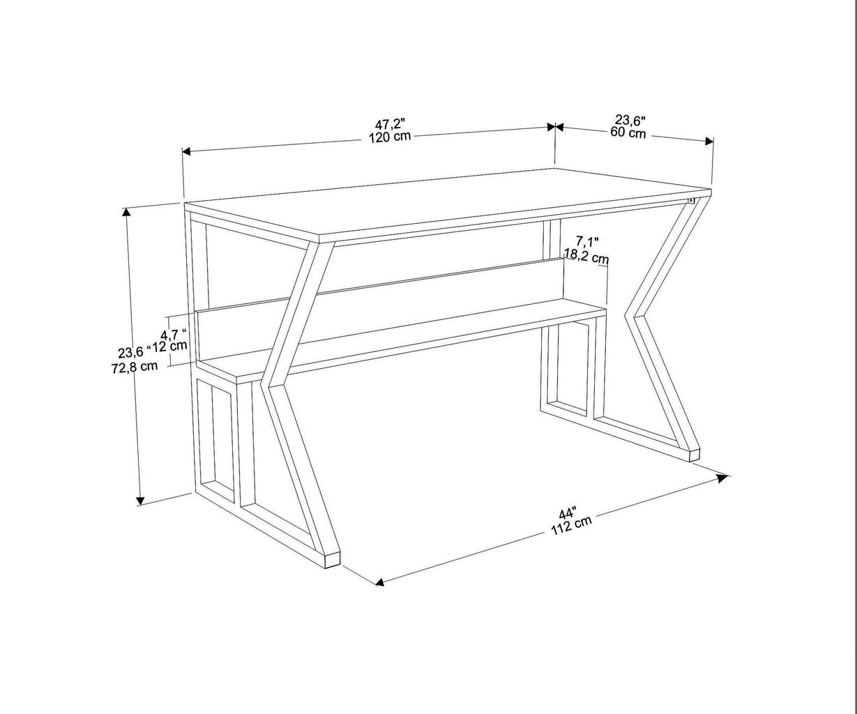 Stalas Asir, 120x72,8x60 cm, žalias/baltas kaina ir informacija | Kompiuteriniai, rašomieji stalai | pigu.lt