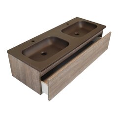 Шкаф для ванной Lapeyre Fokus 120 с умывальником Infiny Cafe 120, коричневый цвет цена и информация | Шкафчики для ванной | pigu.lt