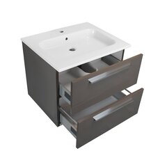 Шкаф для ванной Lapeyre Chamois 60 с умывальником Sarreguemines 60, коричневый цвет цена и информация | Шкафчики для ванной | pigu.lt