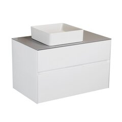 Шкаф для ванной комнаты Lyfco BK-96/102 с умывальником Kamė Tondo Quadro W 36, белый/серый цвет цена и информация | Шкафчики для ванной | pigu.lt