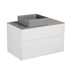 Шкаф для ванной комнаты Lyfco BK-96102 с умывальником Kamė Tondo Quadro G 36, белый/серый цвет цена и информация | Шкафчики для ванной | pigu.lt