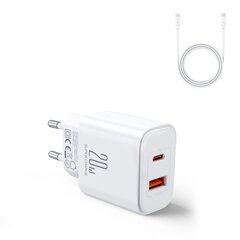 EU Joyroom JR-TCF05 20W USB-A USB-C charger + USB-C cable - white цена и информация | Зарядные устройства для телефонов | pigu.lt