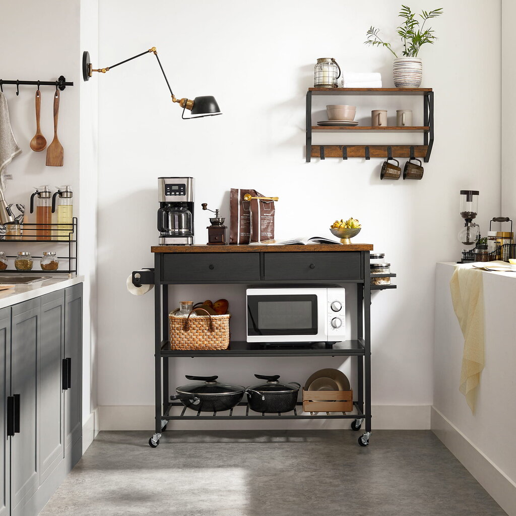 Virtuvės spintelė Leobert KKI003B01, ruda/juoda kaina ir informacija | Virtuvinės spintelės | pigu.lt