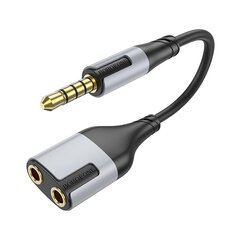 Borofone Cable BL19 Creator 2 in 1 - jack 3,5mm male to 2xjack 3,5mm female - 15 cm black цена и информация | Адаптеры, USB-разветвители | pigu.lt