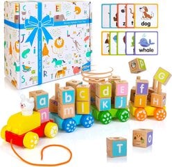 Montessori Winique Обучающая игрушка Поезд с кубиками алфавита цена и информация | Развивающие игрушки | pigu.lt
