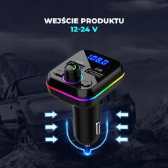 Автомобильный BLUETOOTH трансмиттер FM 2x USB RGB цена и информация | FM-модуляторы | pigu.lt