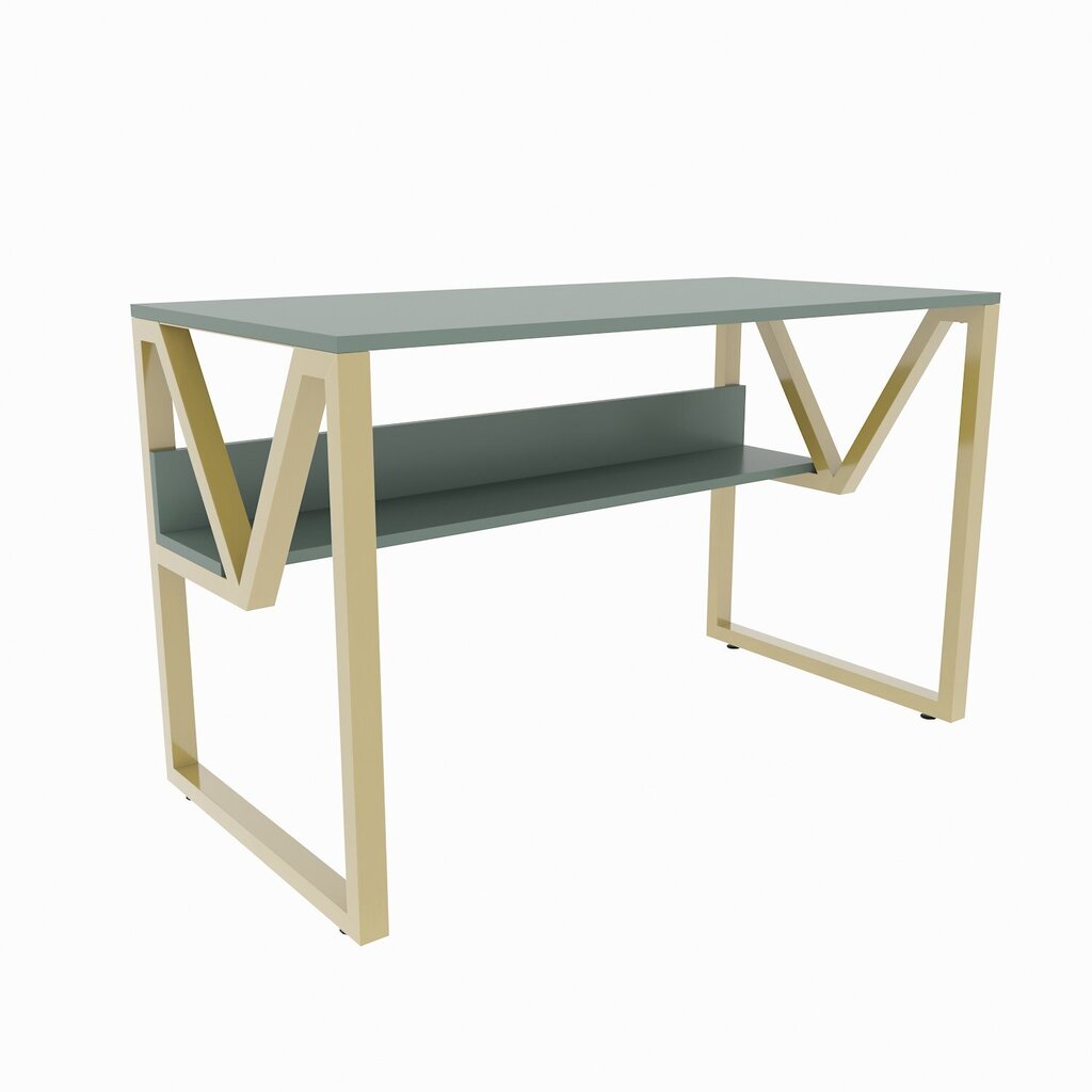 Stalas Asir, 120x72,8x60 cm, žalias/auksinis цена и информация | Kompiuteriniai, rašomieji stalai | pigu.lt