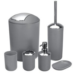 Набор аксессуаров для ванной комнаты MatMay, 6 элементов, оттенки серого и серебра цена и информация | Аксессуары для ванной комнаты | pigu.lt