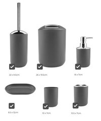 MatMay vonios aksesuarų rinkinys, 6 elementai, pilki ir sidabriniai atspalviai kaina ir informacija | Vonios kambario aksesuarai | pigu.lt