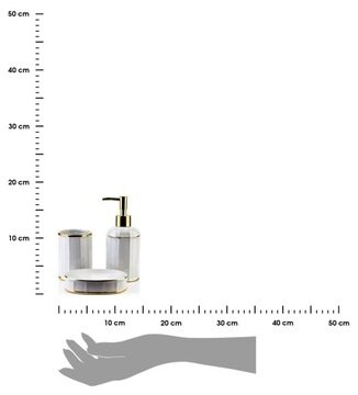 Mondex baltos ir auksinės spalvos priedų rinkiniai, 3 vnt. kaina ir informacija | Vonios kambario aksesuarai | pigu.lt