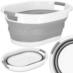 Отдельностоящая корзина для белья Springos 39л, белая, оттенки серого и серебра цена и информация | Набор акскссуаров для ванной | pigu.lt
