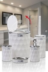 Okyanus Набор аксессуаров для ванной комнаты 5 элементов белый, хром цена и информация | Аксессуары для ванной комнаты | pigu.lt