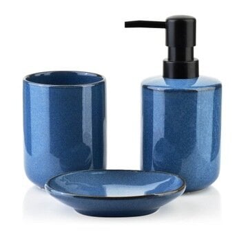 „Mondex“ 3 dalių mėlynų atspalvių vonios aksesuarų rinkinys kaina ir informacija | Vonios kambario aksesuarai | pigu.lt