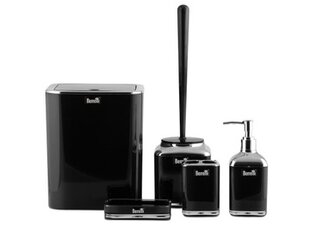 Berretti vonios aksesuarų rinkinys 5 elementai, juoda, pilki ir sidabriniai atspalviai kaina ir informacija | Vonios kambario aksesuarai | pigu.lt