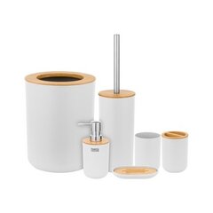 Vonios reikmenų rinkinys Muilo dozatorius, bambukinė muilinė, 6 elementai, balta kaina ir informacija | Vonios kambario aksesuarai | pigu.lt