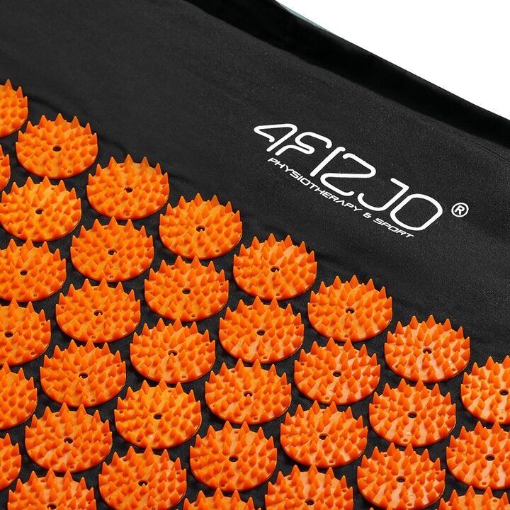 Akupresūrinis masažinis kilimėlis ir pagalvė 4Fizjo, 68 × 42 × 2 cm, juodas/oranžinis kaina ir informacija | Masažo reikmenys | pigu.lt